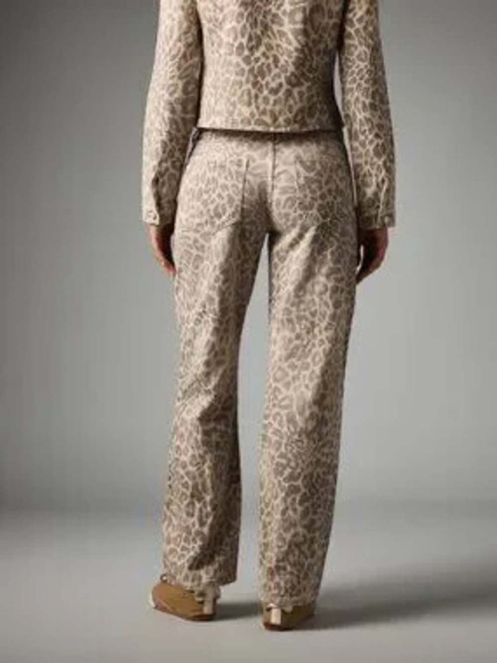 Multicolor Casual Women's Leopard Print Straight Leg Mid Rise Denim Jeans